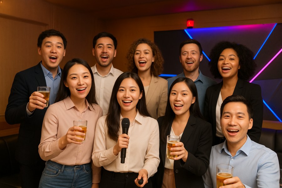 A equipe de Kebon encontra seu ritmo na noite da KTV!