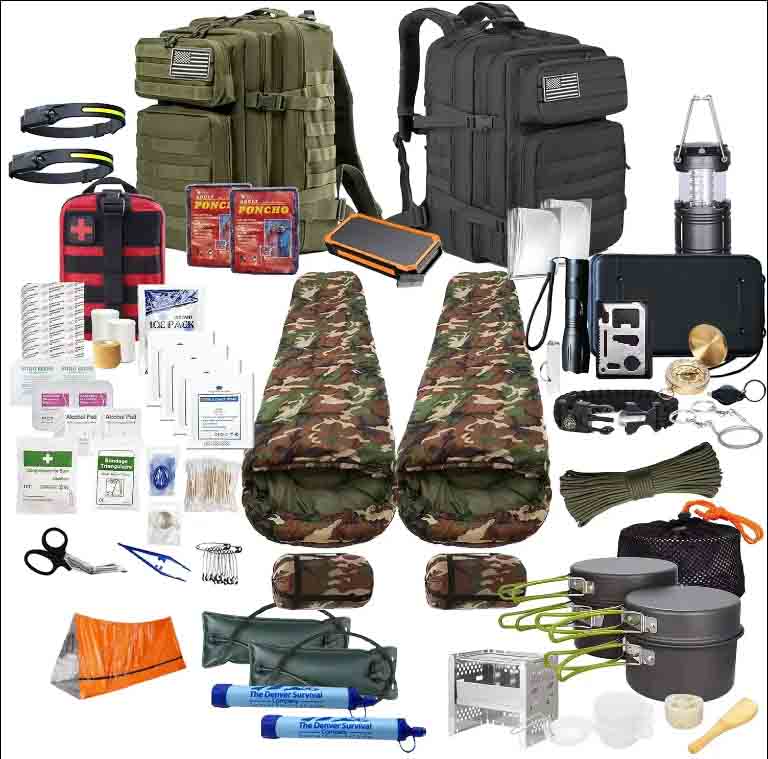 Kit de mochila de sobrevivência de 72 horas para 2 pessoas