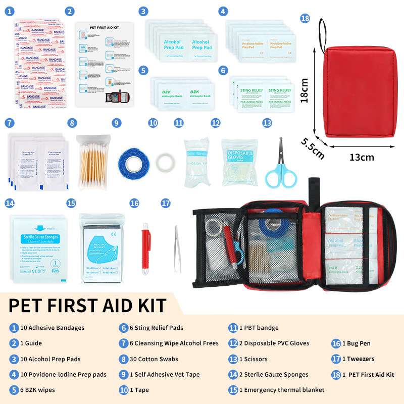Kit compacto de primeiros socorros para animais de estimação para cães e gatos – Kit médico portátil de emergência